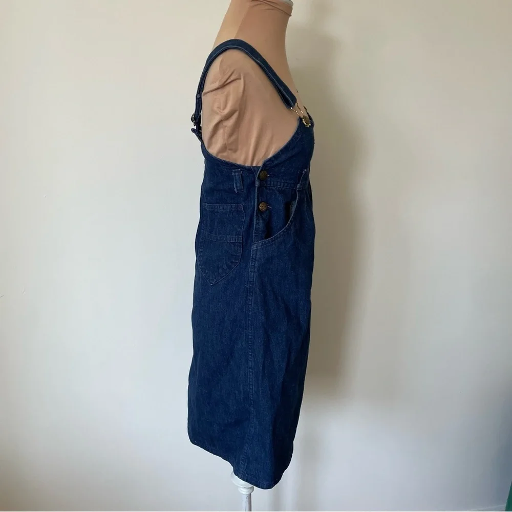 Vintage OshKosh B'gosh Girl's Blue Jean Overall Cotton Denim Dress USA EUC Sz 14
